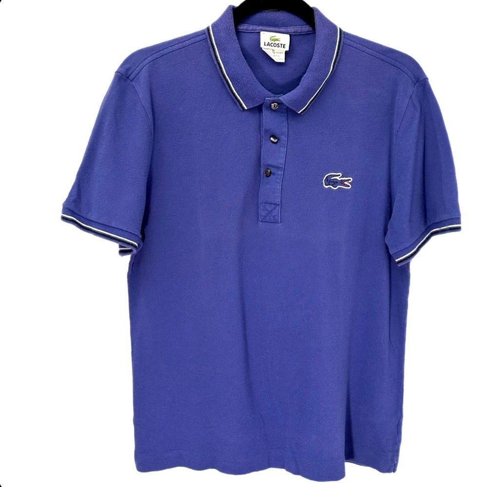 Lacoste Purple Short Sleeve Embroidered Logo Golf Polo Men’s Size 4 = US Medium